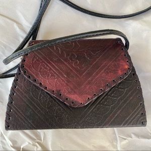 Moroccan Magic Leather Hand Tooled Crossbody Bag from India- New/Mint Condition